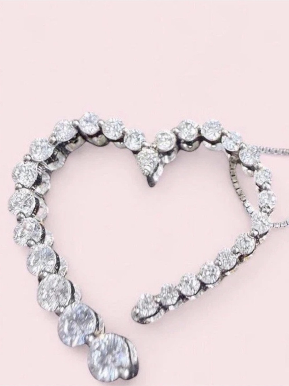 Diamonds International 14K White Gold .75 CTW Diamond Heart Necklace - Picture 2 of 7